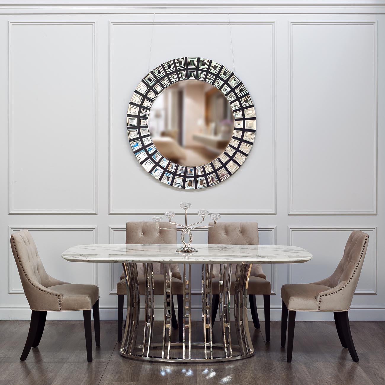 Стол обеденный светло-серый (искусственный камень) 5