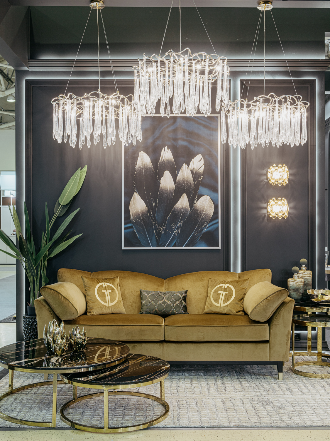 Набор из 2х журнальных столов (искусственнй мрамор/золото) 5