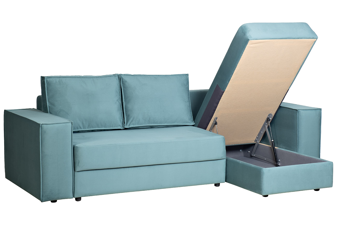 Диван Бергамо(Bergamo) трехместный с канапе правый раскладной бирюзовый 3