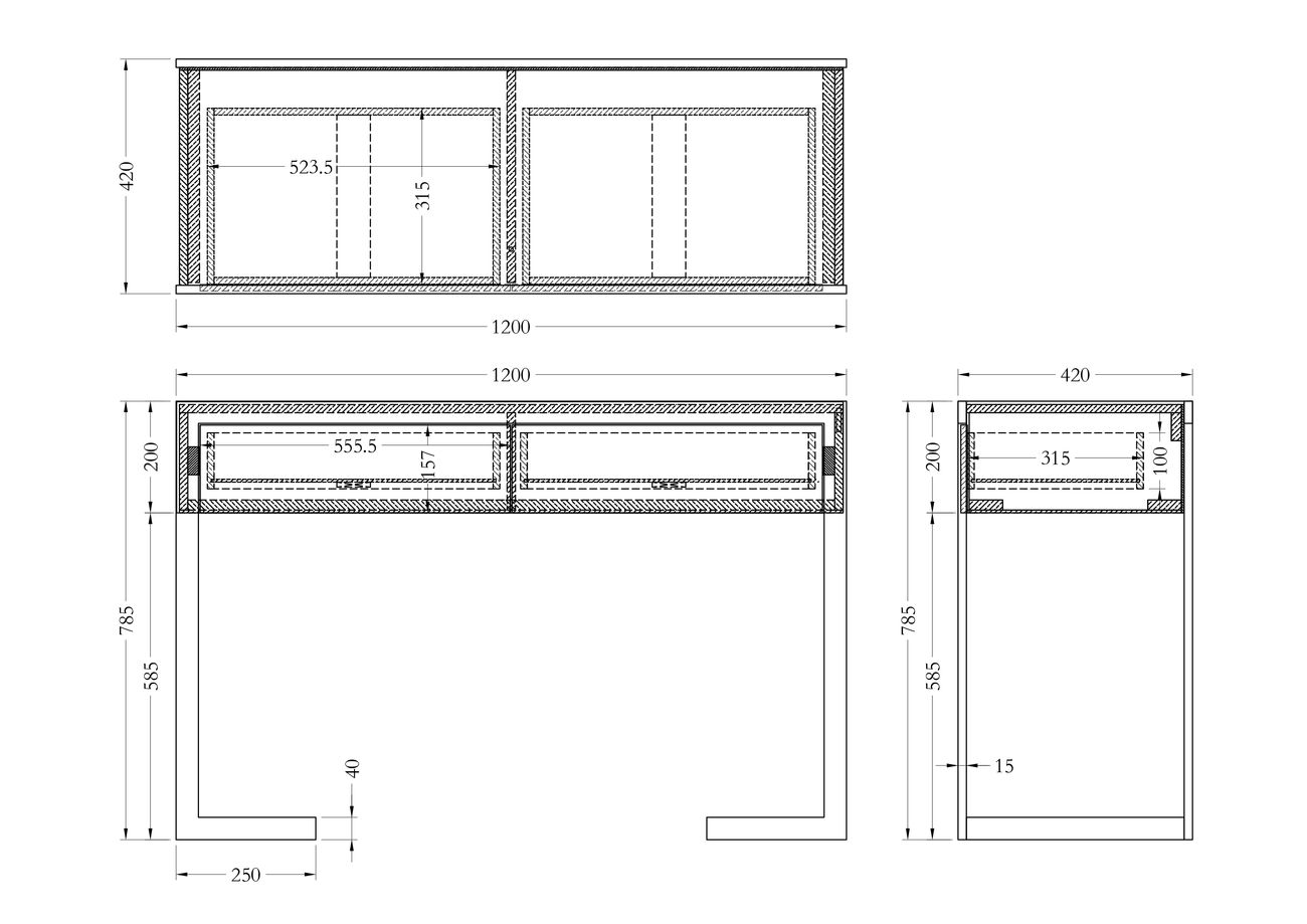 Консоль с 2мя ящиками белая/хром 7