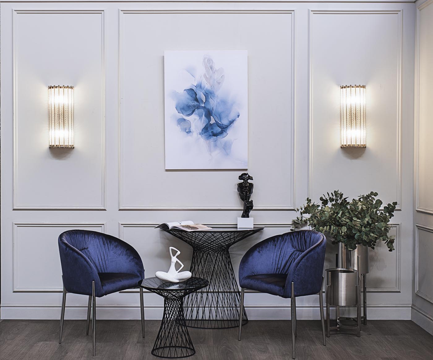 Кашпо металлическое на подставке (хром) 4