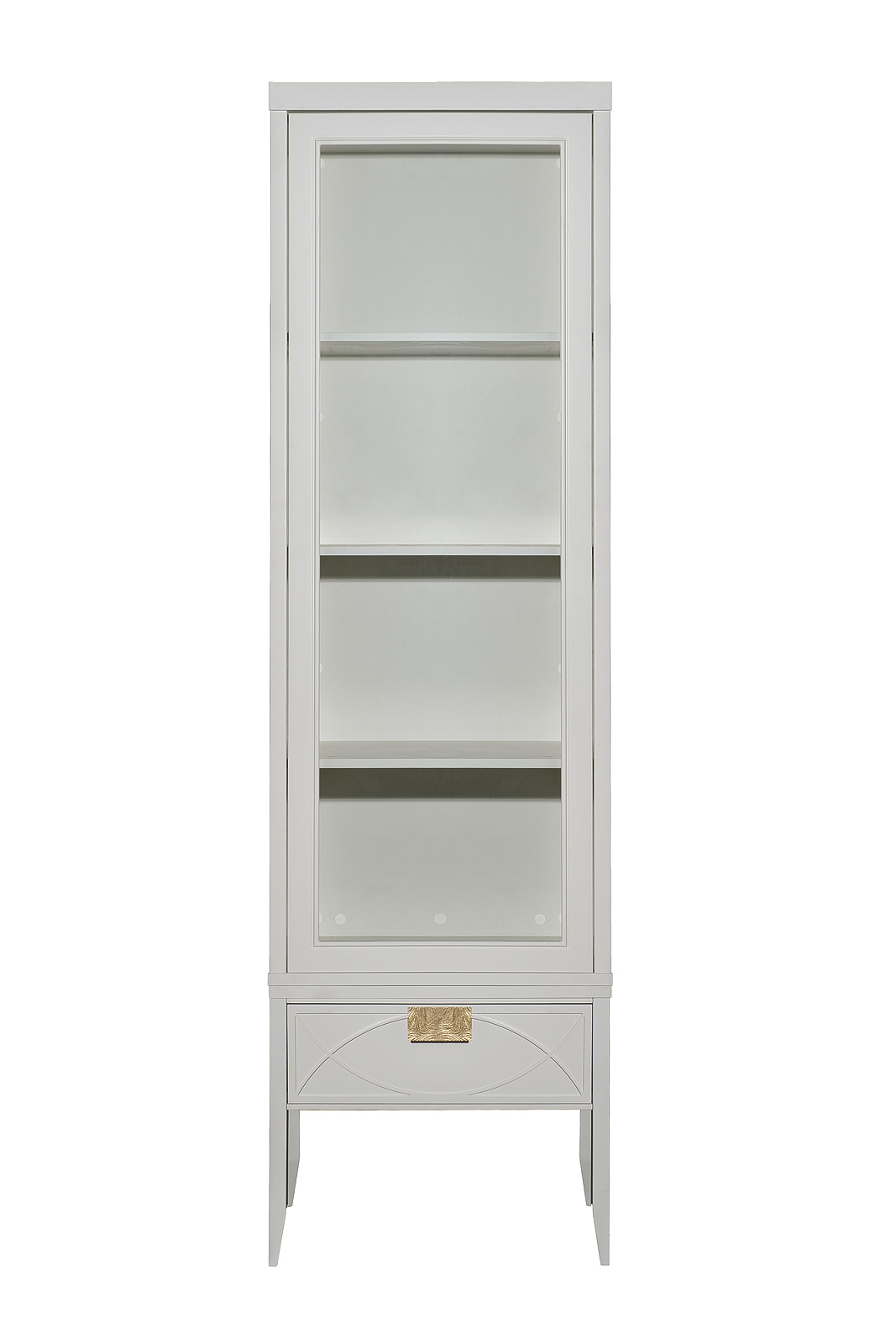 Шкаф-витрина со стеклянным фасадом с тумбочкой прикроватной бежевый 1