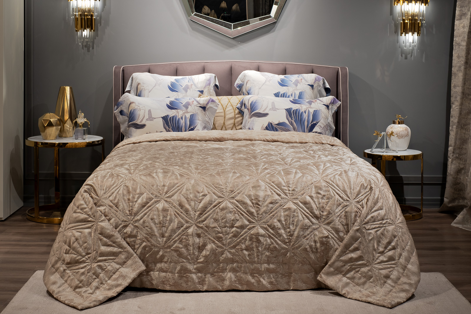 Кровать Одри(Odry) с подъемным механизмом и бельевым ящиком лилово-серая 12