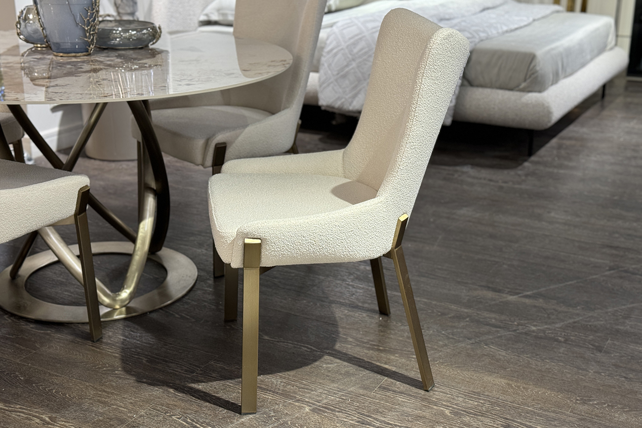 Стул обеденный букле белый/бронза 7