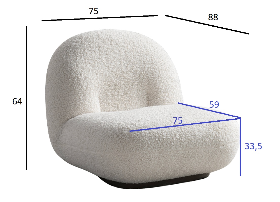 Кресло Альбано (Albano) искусственный мех белое 4