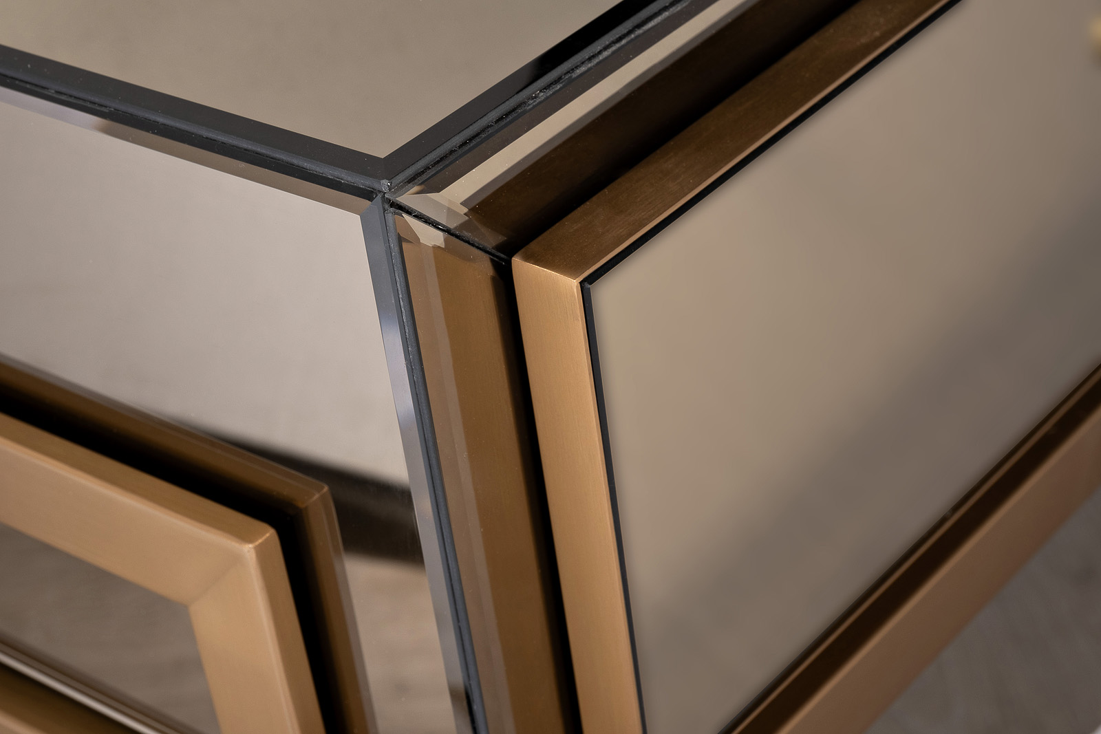 Консоль с 2мя ящиками зеркальная бронза/золото 4