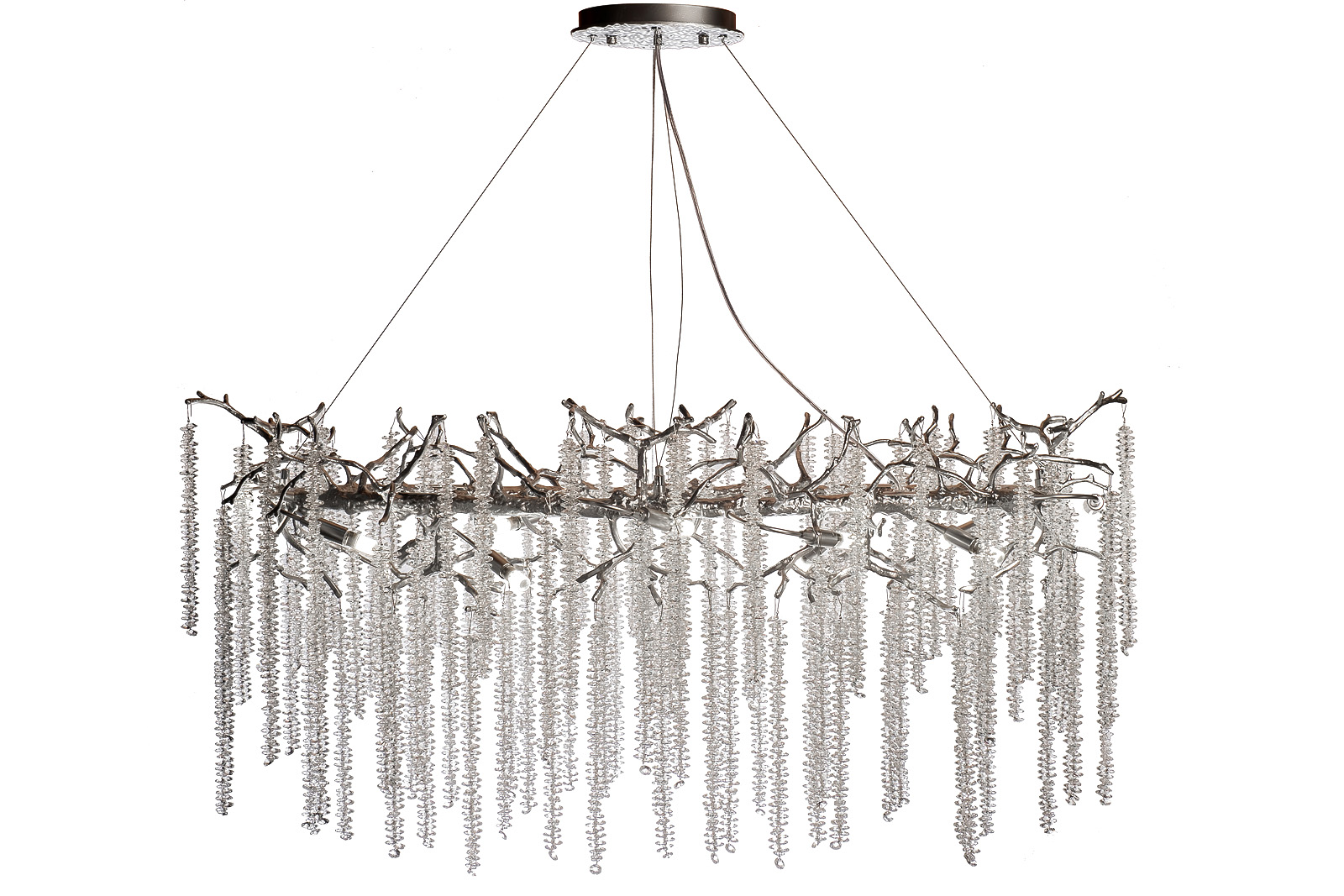Люстра со стеклянными подвесками цвет серебро 1