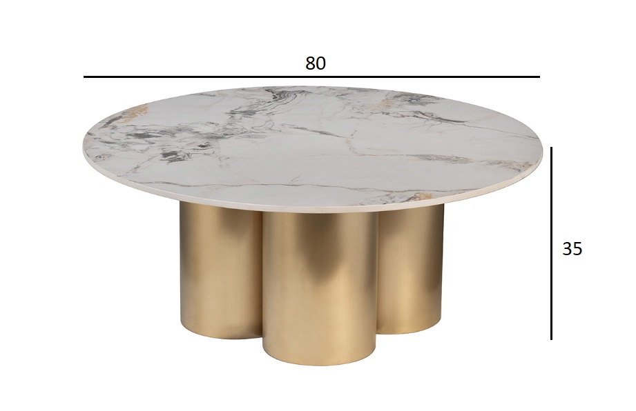 Стол журнальный круглый керамогранит белый 5