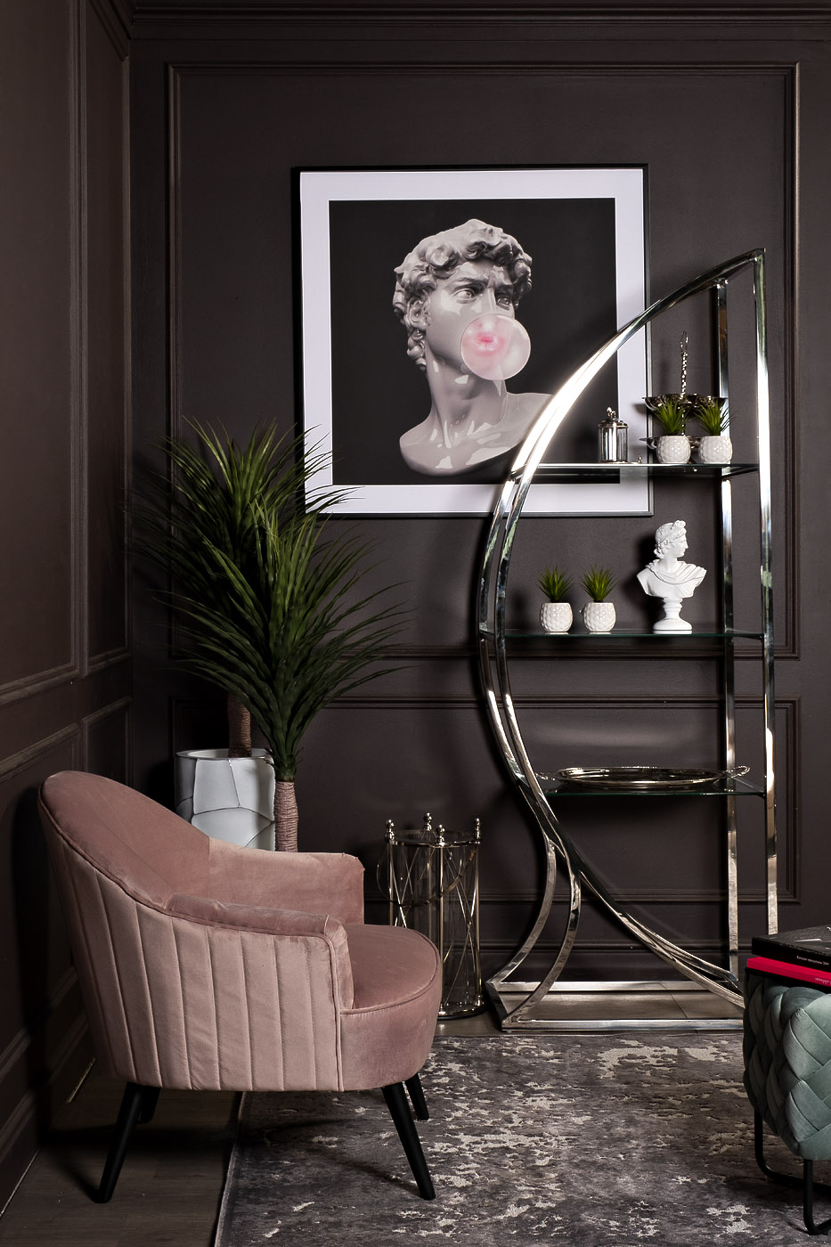 Стеллаж «Полусфера» прозр.стекло/хром 5