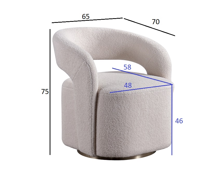 Кресло Teddy вращающееся искусственный мех белое 6