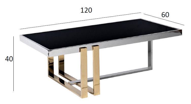 Стол журнальный черное стекло/хром/золото 6