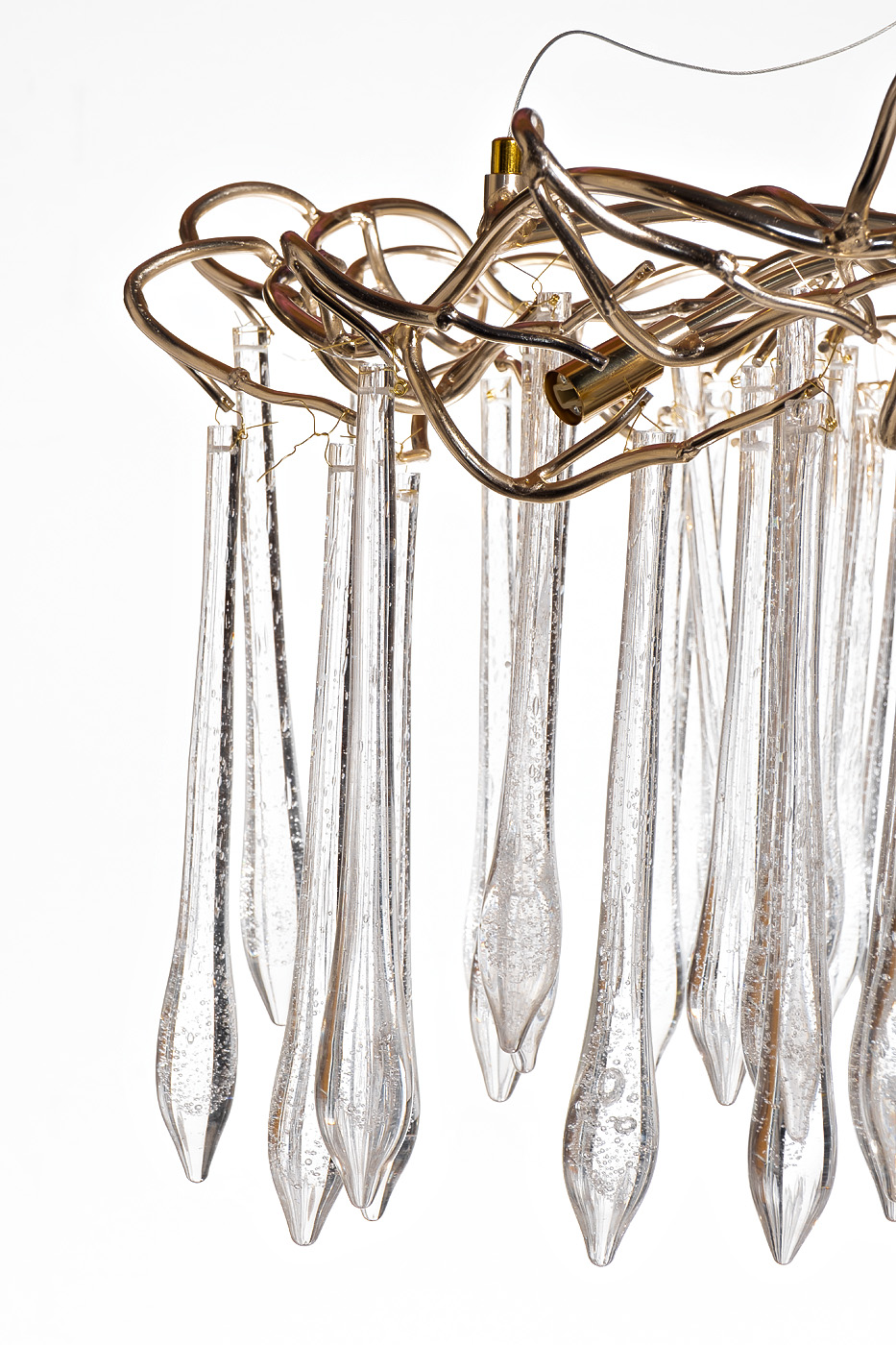 Люстра круглая «Капли» цвет шампань 2