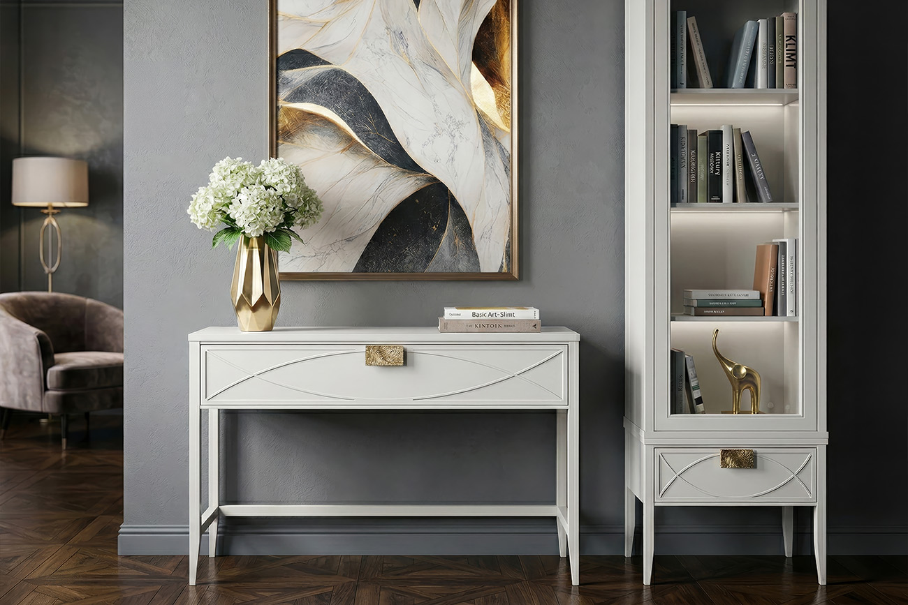 Консоль с ящиком бежевая 8