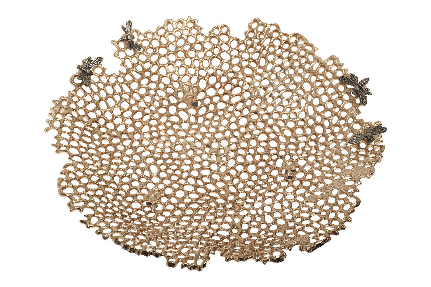 Блюдо декоративное «Соты» золотое 1