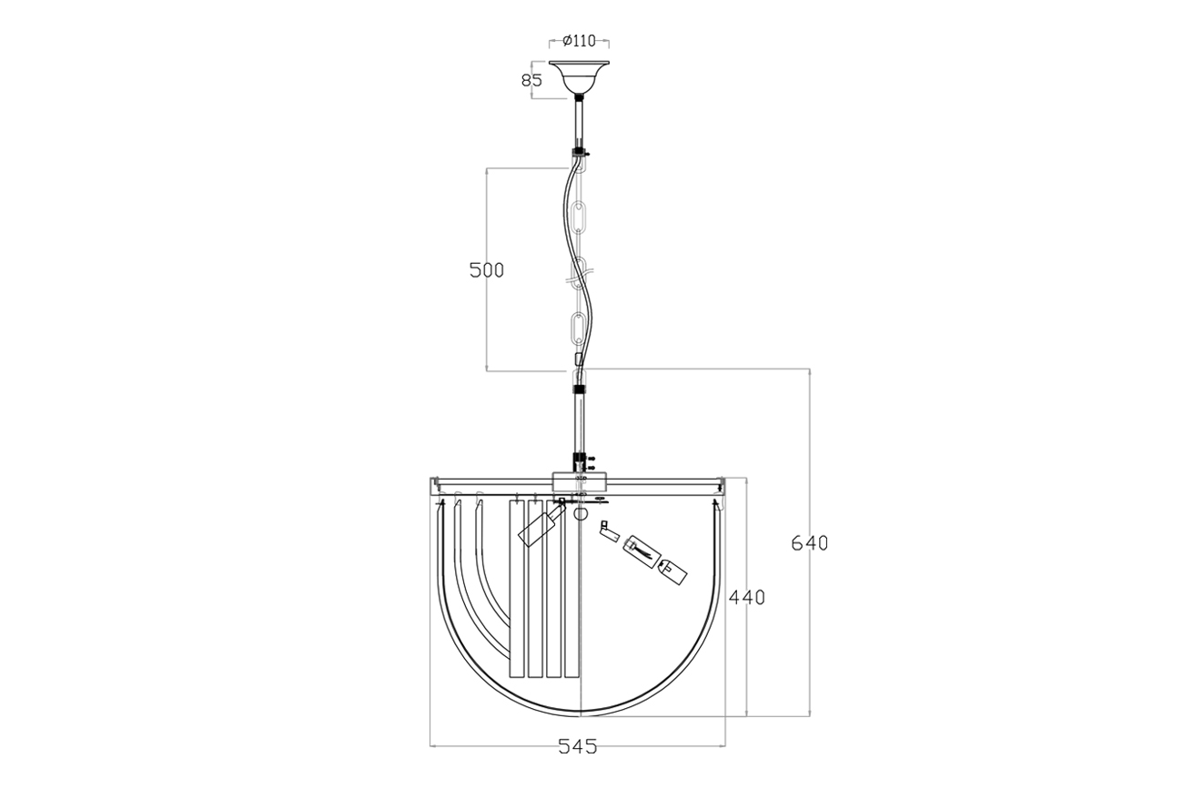 Люстра изящная стекло (хром) 3