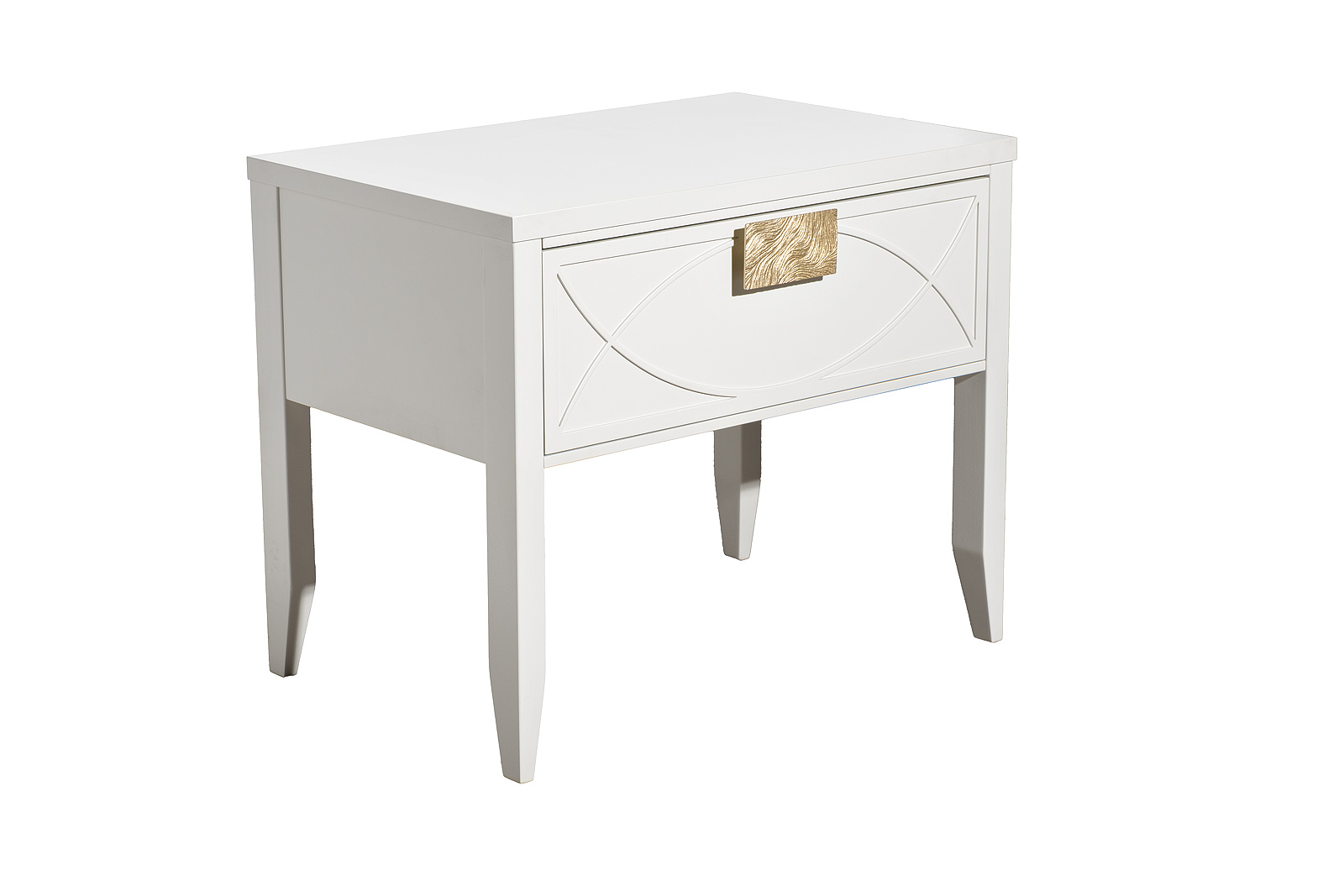 Тумбочка прикроватная с ящиком бежевая 2