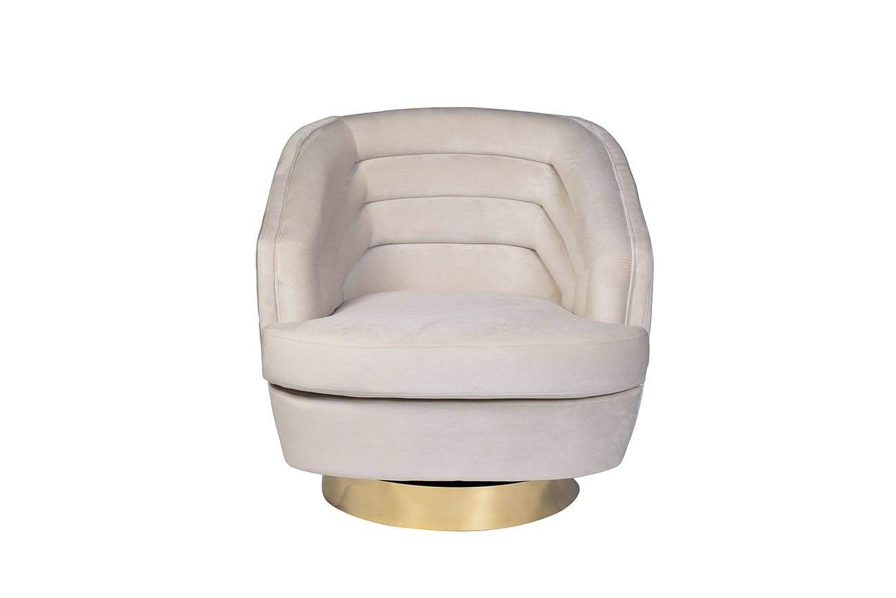 Кресло вращающееся велюровое кремовое 1