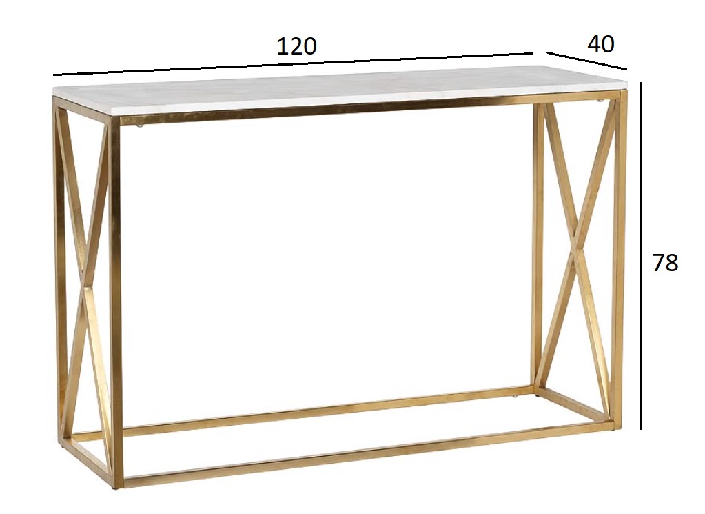 Консоль искусственный белый мрамор Bianco Namibia/матовое золото 4