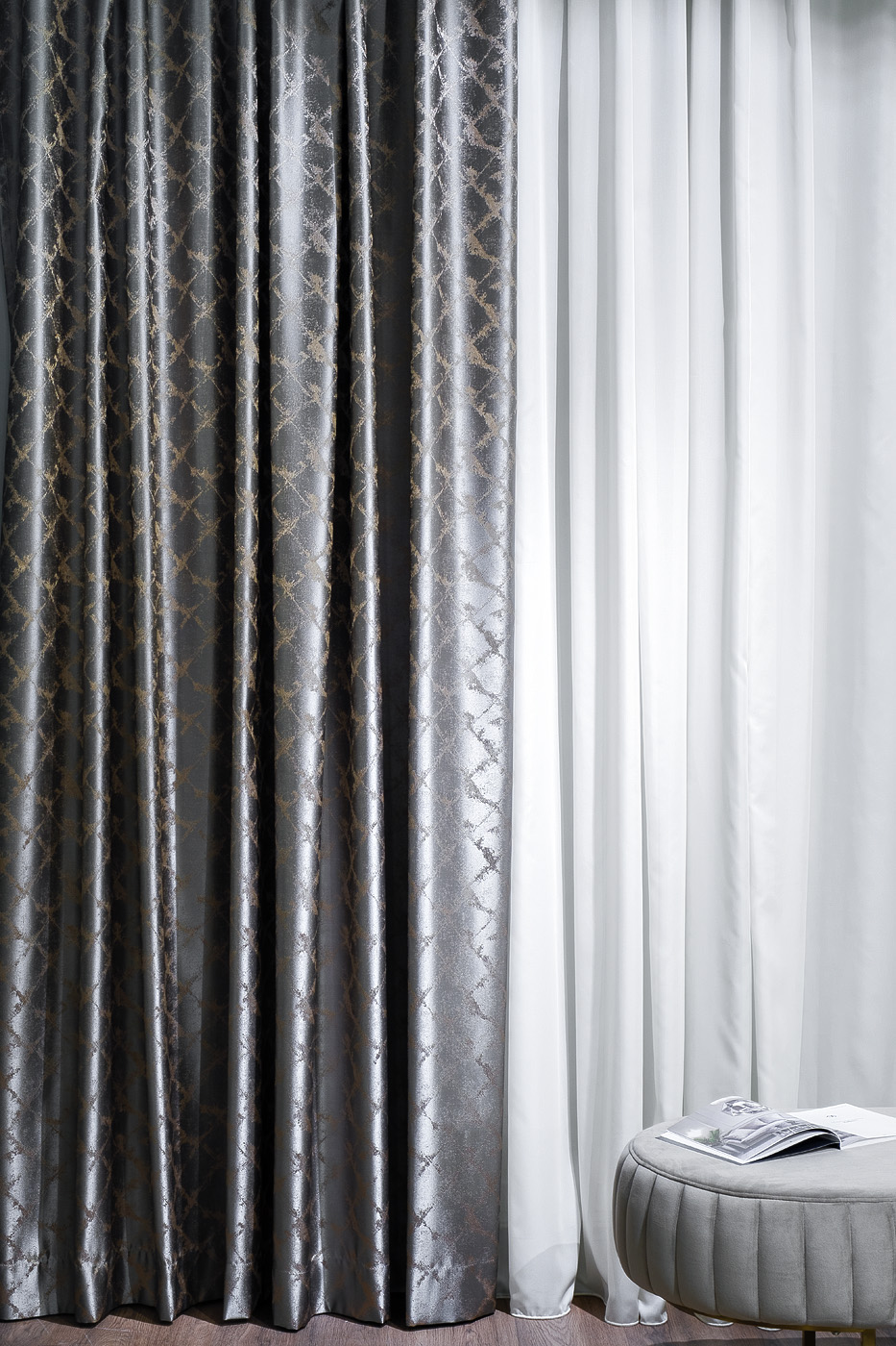 Портьера Тренто (Trento) 275х260см серая 3