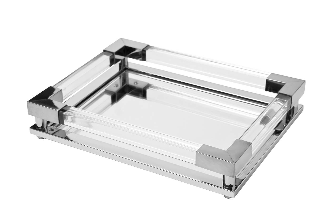 Поднос прямоугольный зеркальный/серебро 2