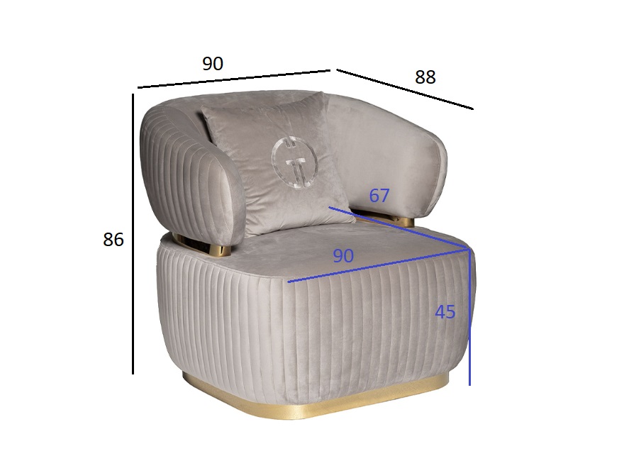 Кресло Гларус (Glarus) велюровое серое 6