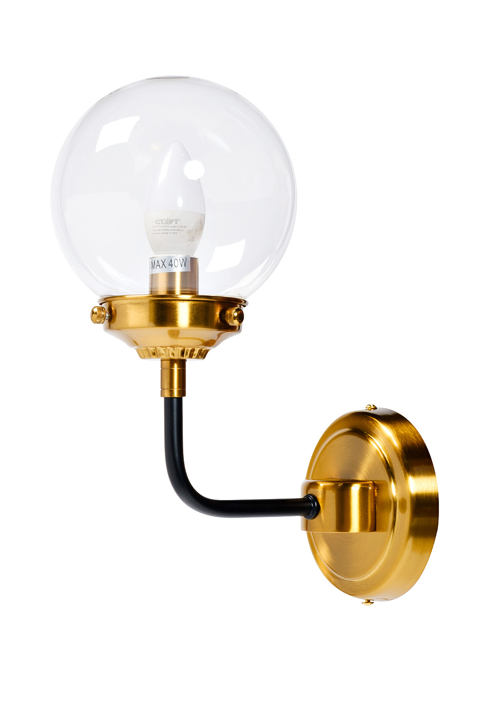 Бра латунь со стеклянным плафоном 1