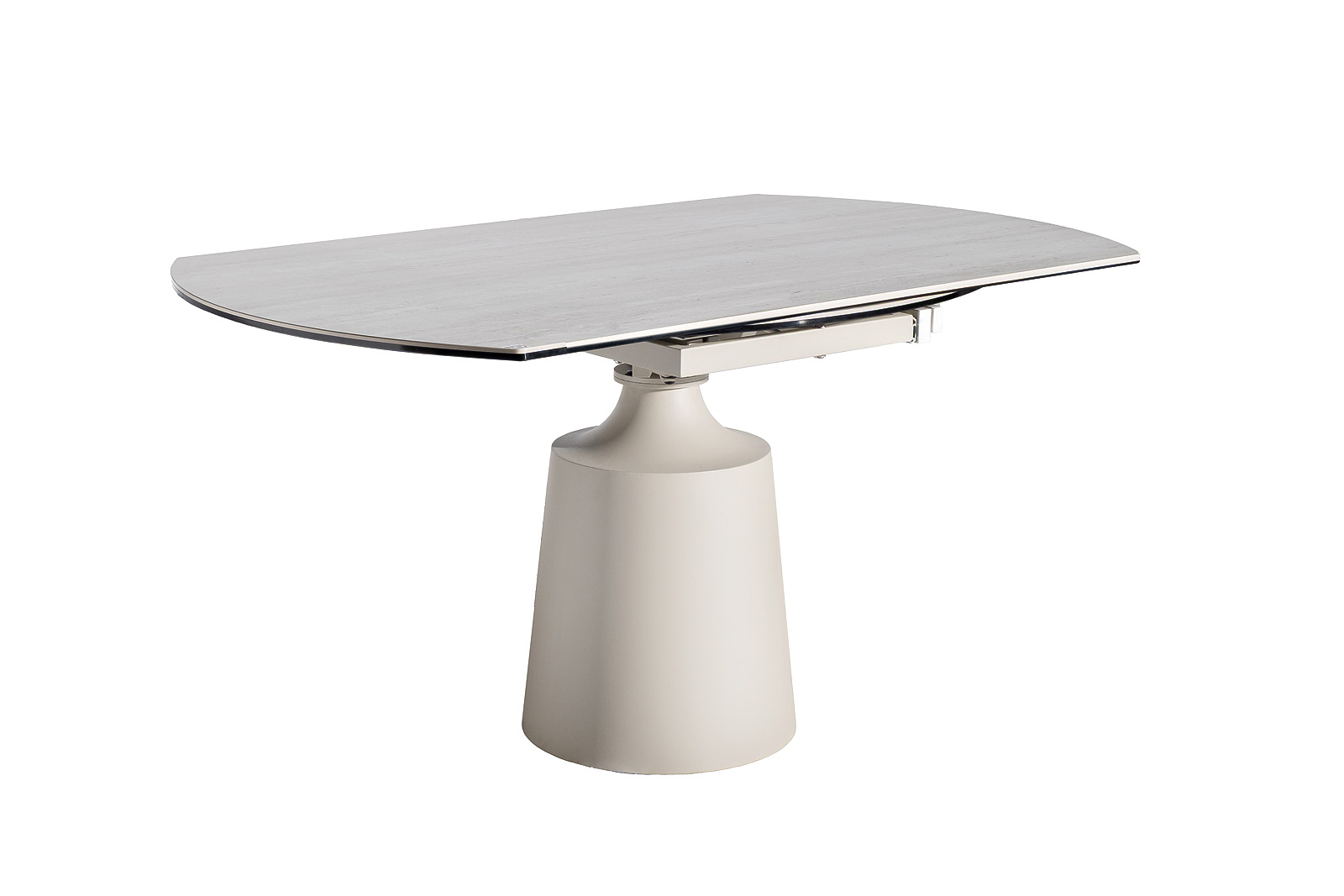 Стол обеденный раскладной круглый керамический белый/бежевый 2