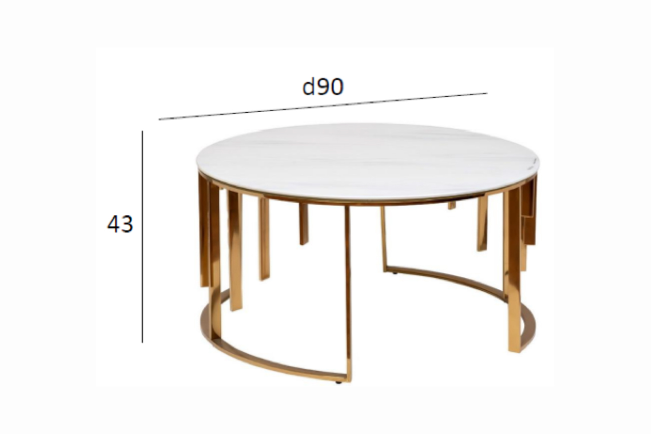 Стол журнальный круглый стекло/золото 5