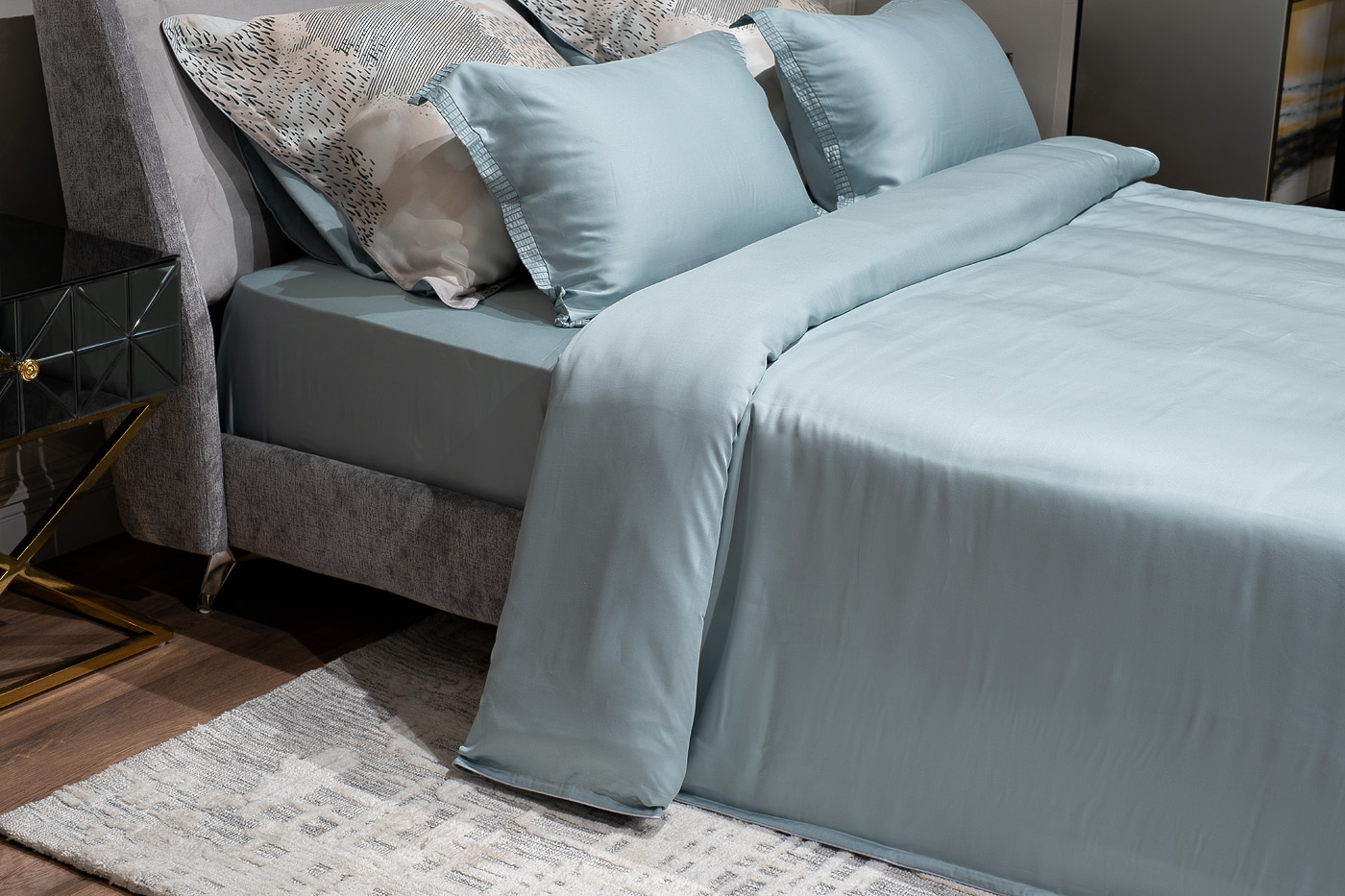 Пододеяльник тенсель 145х210см бирюзовый 2