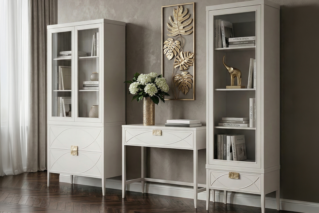 Консоль с ящиком бежевая 10