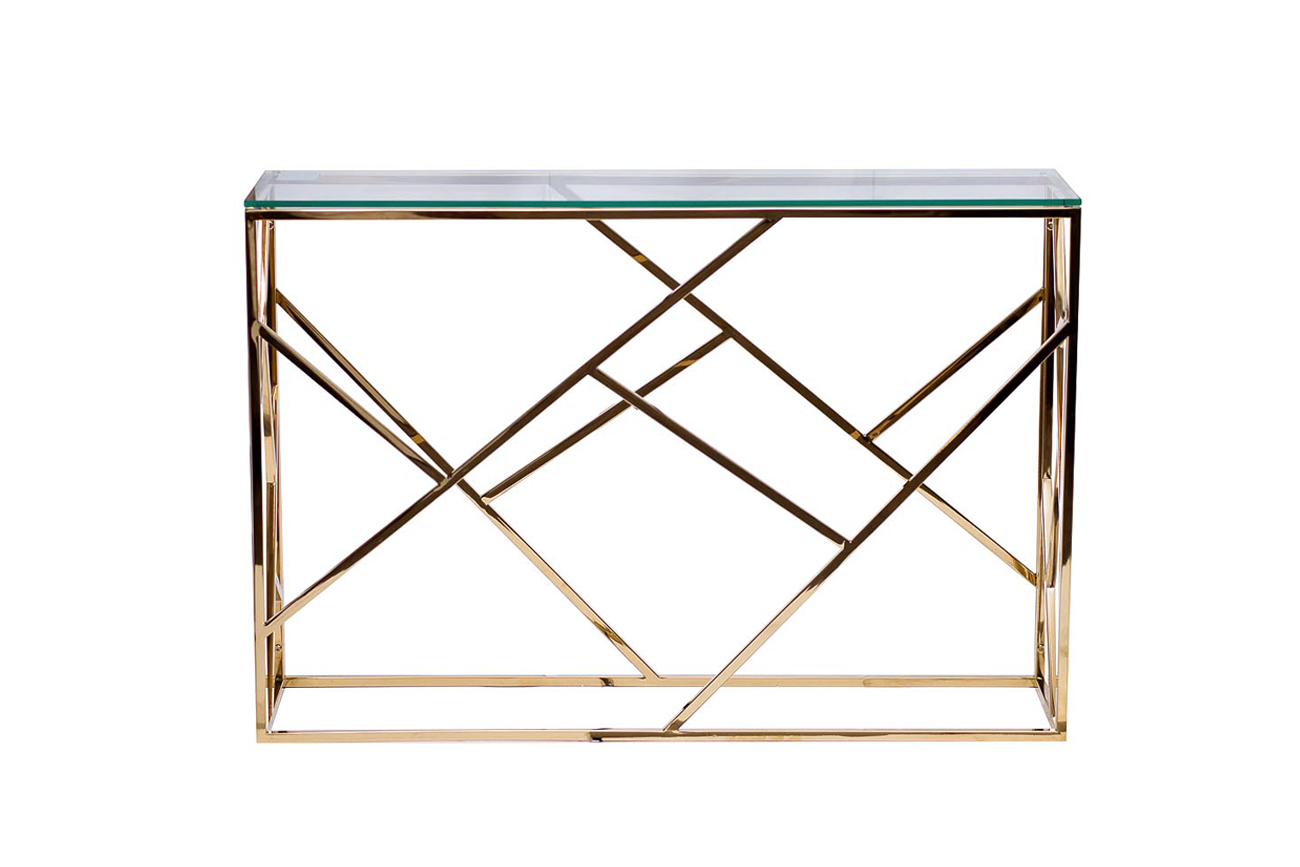 Консоль прозрачное стекло/золото 1