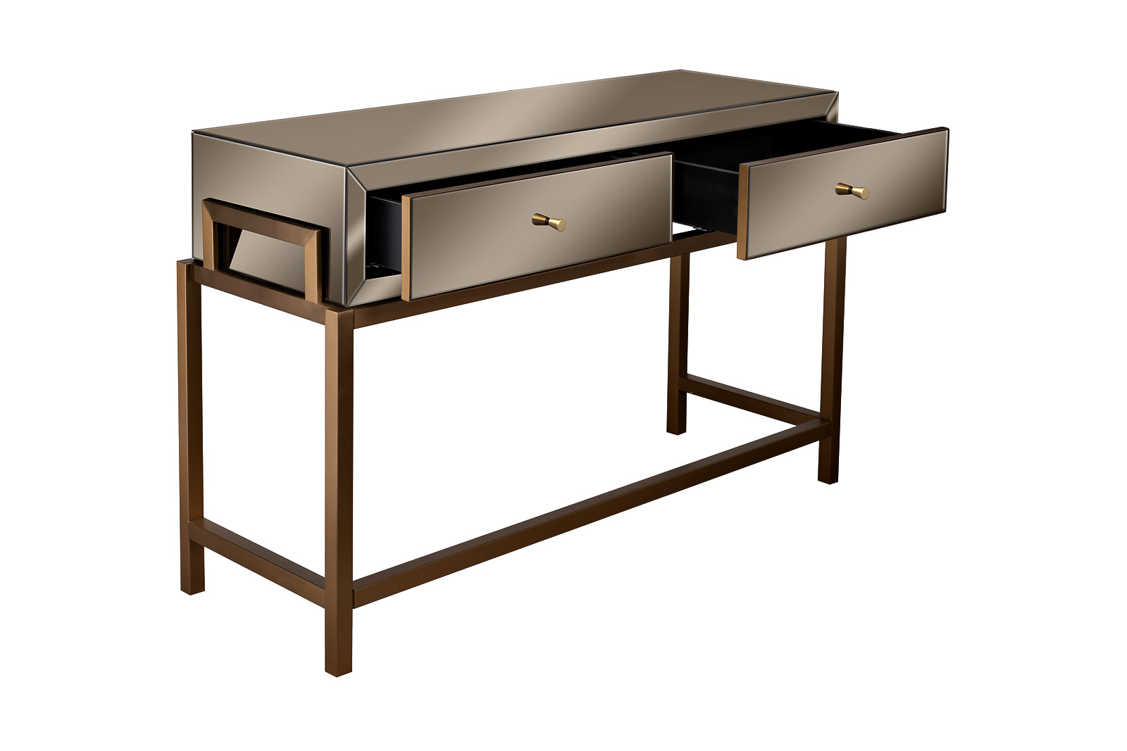 Консоль с 2мя ящиками зеркальная бронза/золото 3