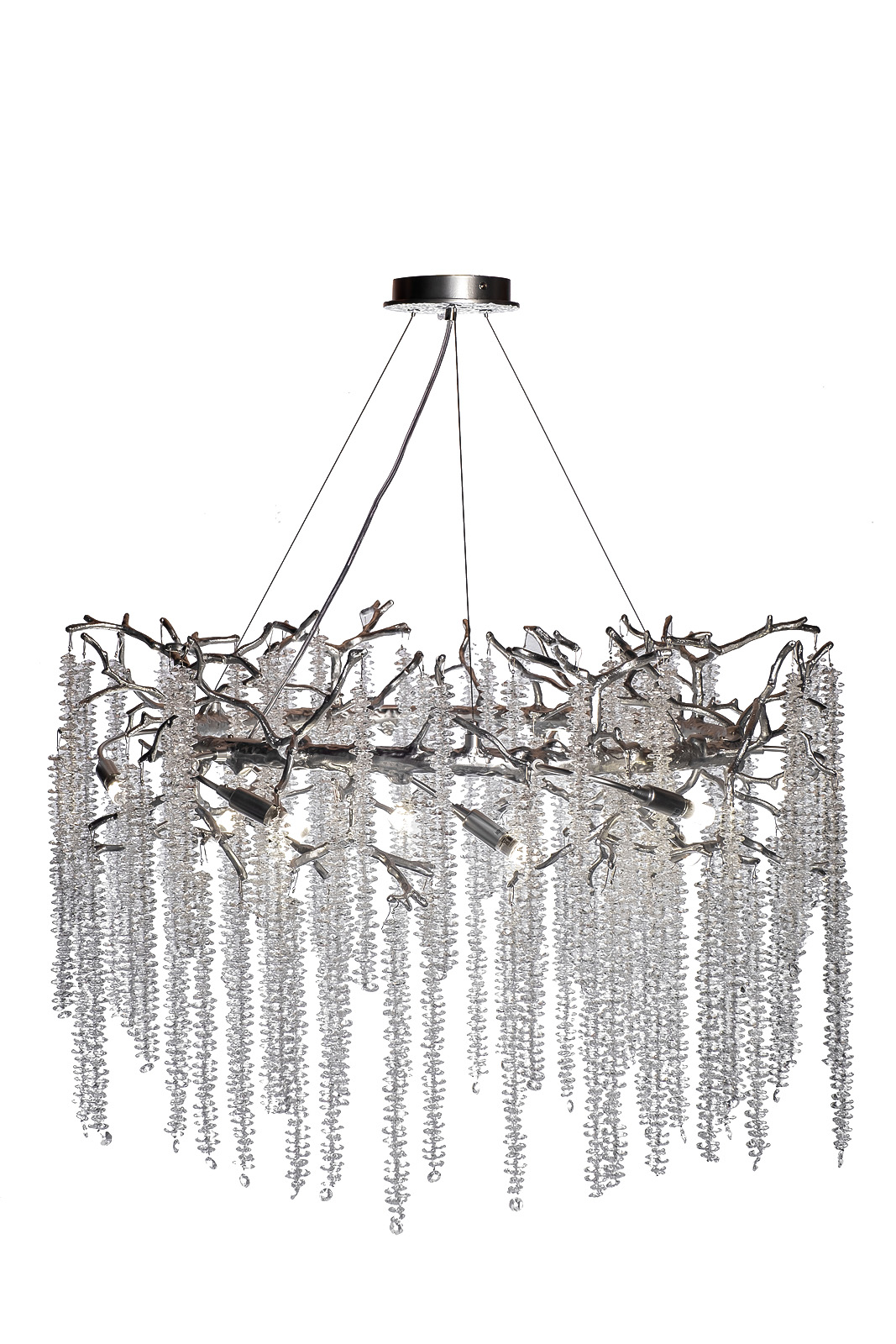Люстра со стеклянными подвесками цвет серебро 1