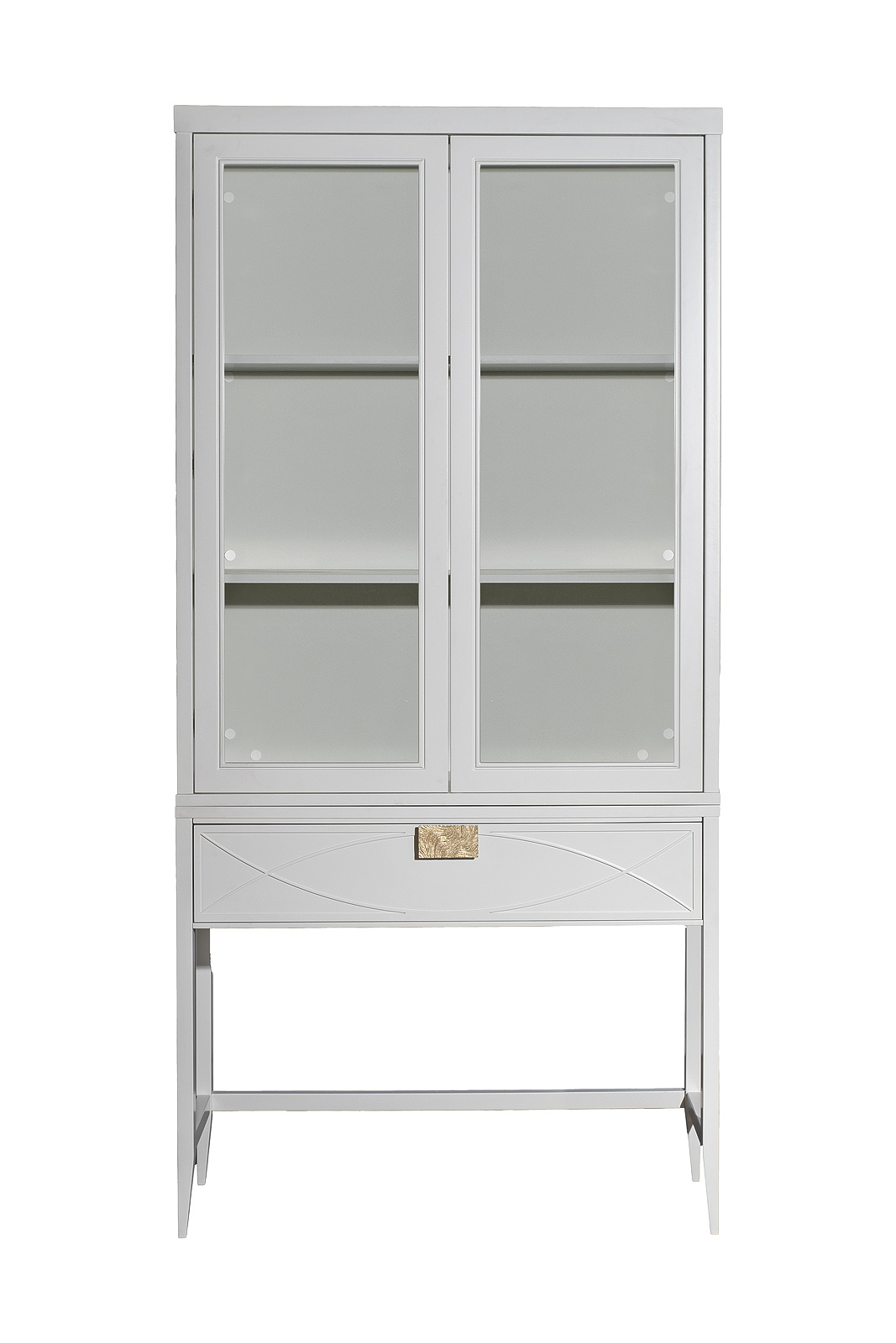 Шкаф-витрина с 2-мя стеклянными фасадами с консолью бежевый 1