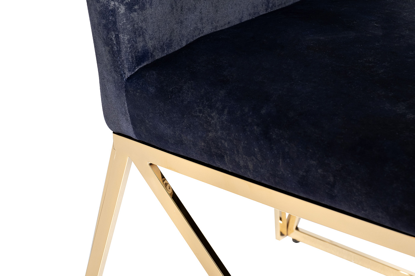 Стул велюровый темно-синий/ножки золото 3