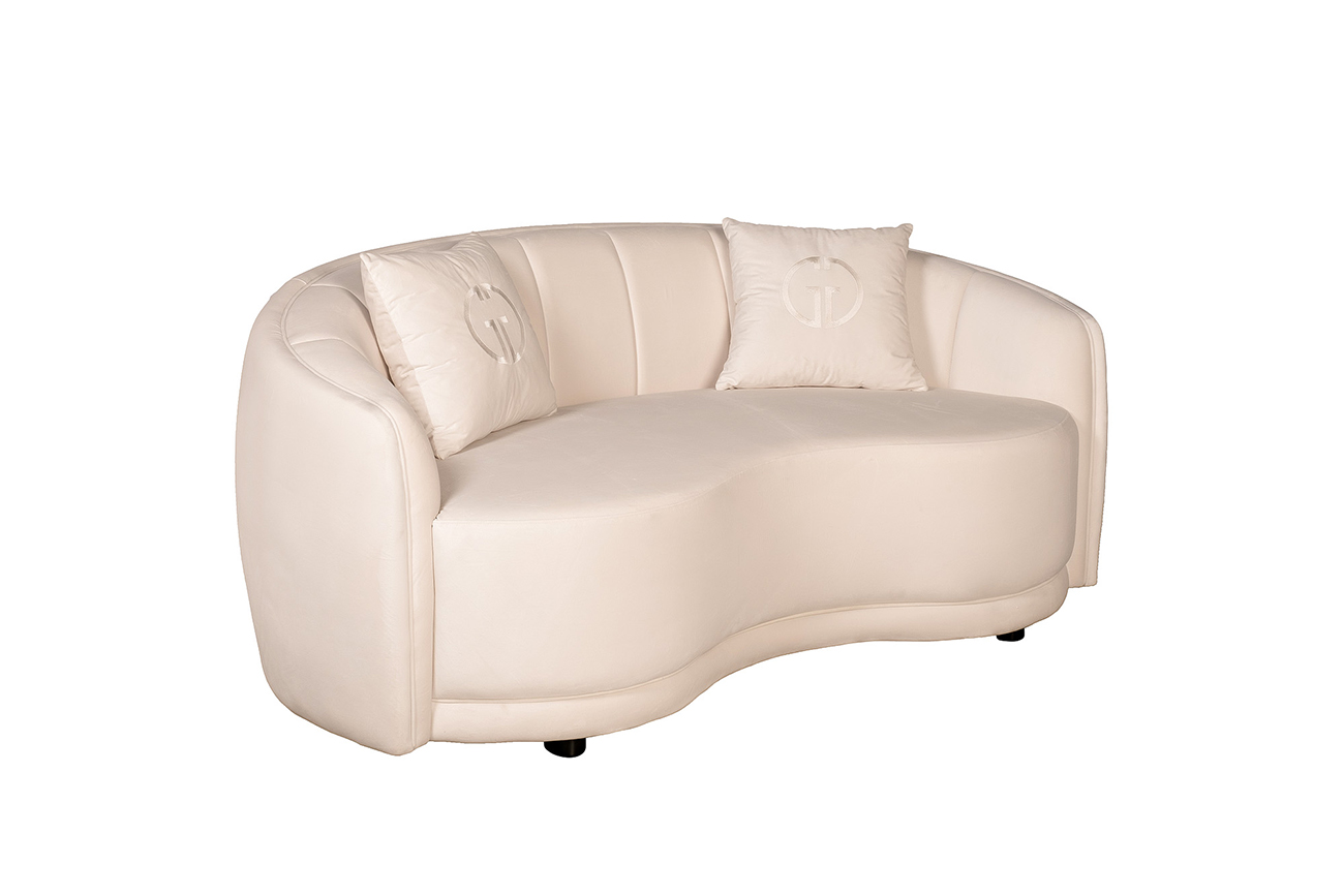 Диван двухместный велюровый бежевый 2