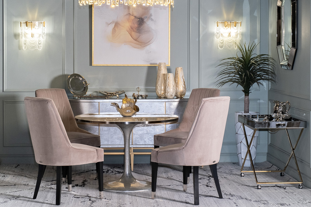 Стол сервировочный зеркальный матовый/золото 8