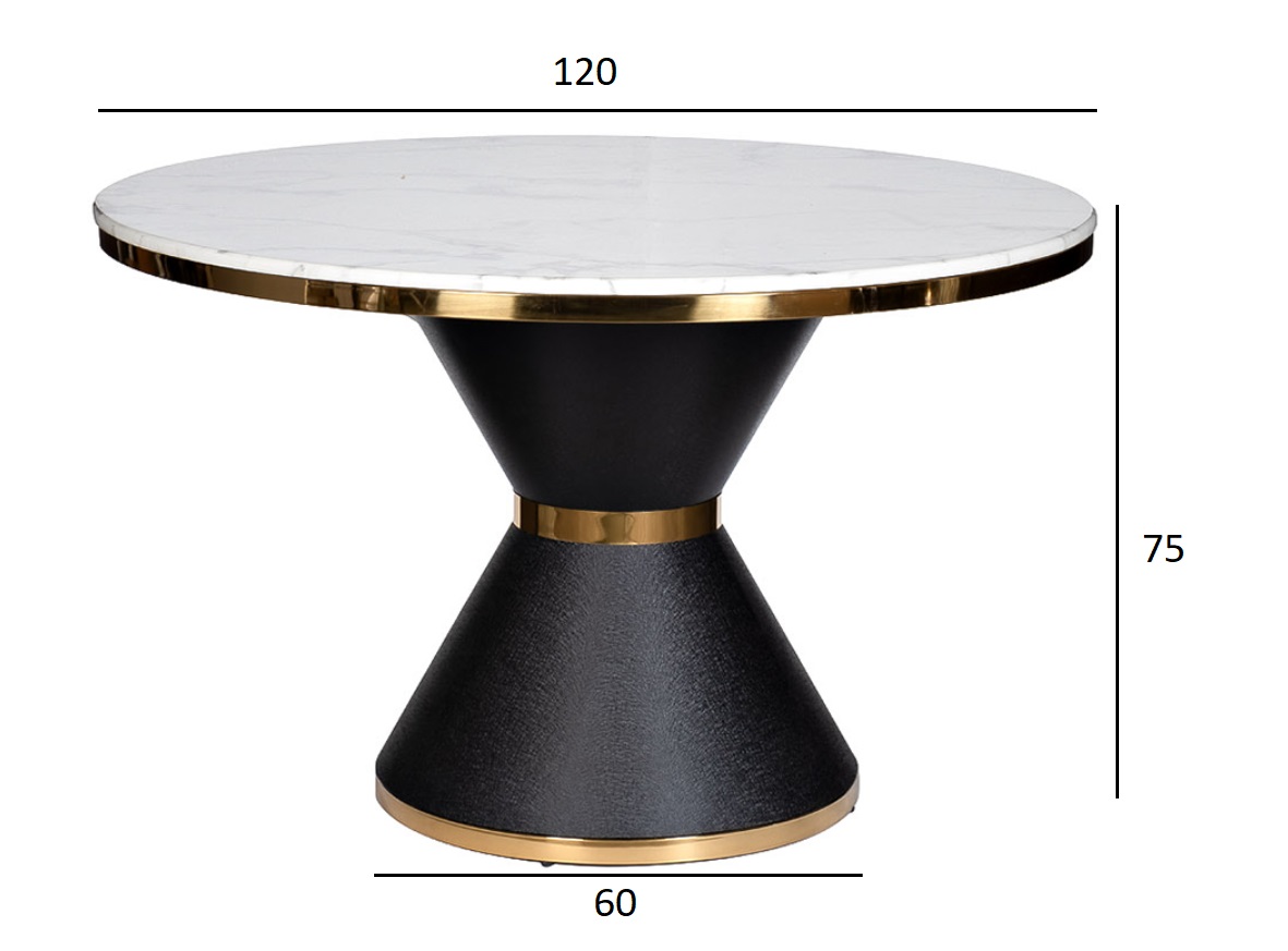 Стол обеденный круглый искусственный мрамор/черный металл 4