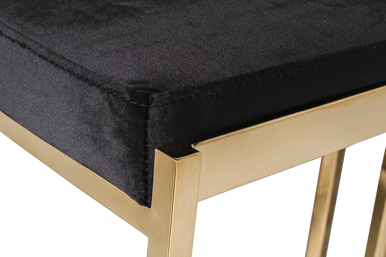 Стул барный черный велюровый (золото) 3