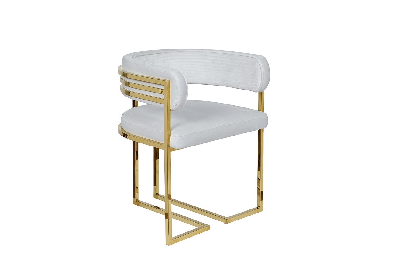 Стул велюровый светло-серый/золото 2