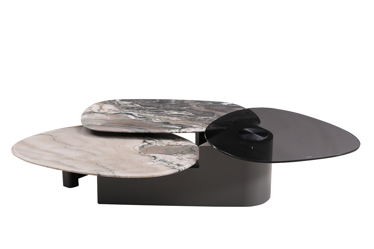 Стол журнальный стекло/мрамор белый 1