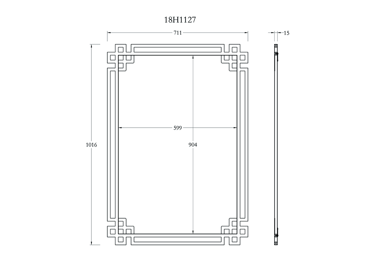 Зеркало прямоугольное в золотой раме 3