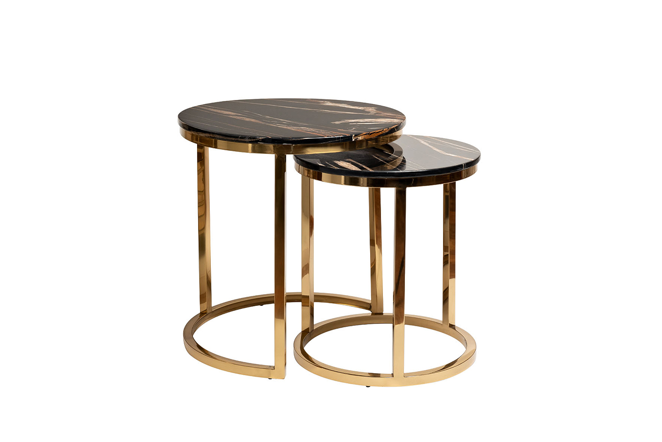 Набор из 2х журнальных столиков (искусственный мрамор/золото) 1