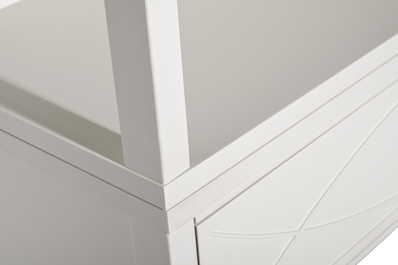 Шкаф-витрина открытый с консолью бежевый 4