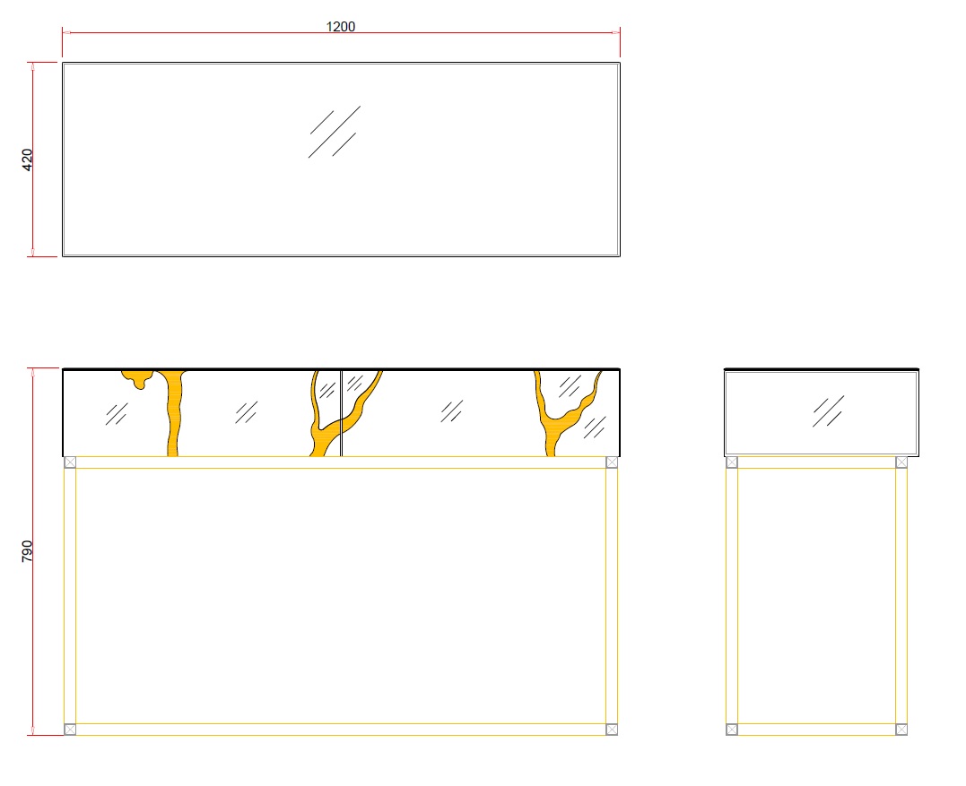 Консоль зеркальная с золотым декором 6