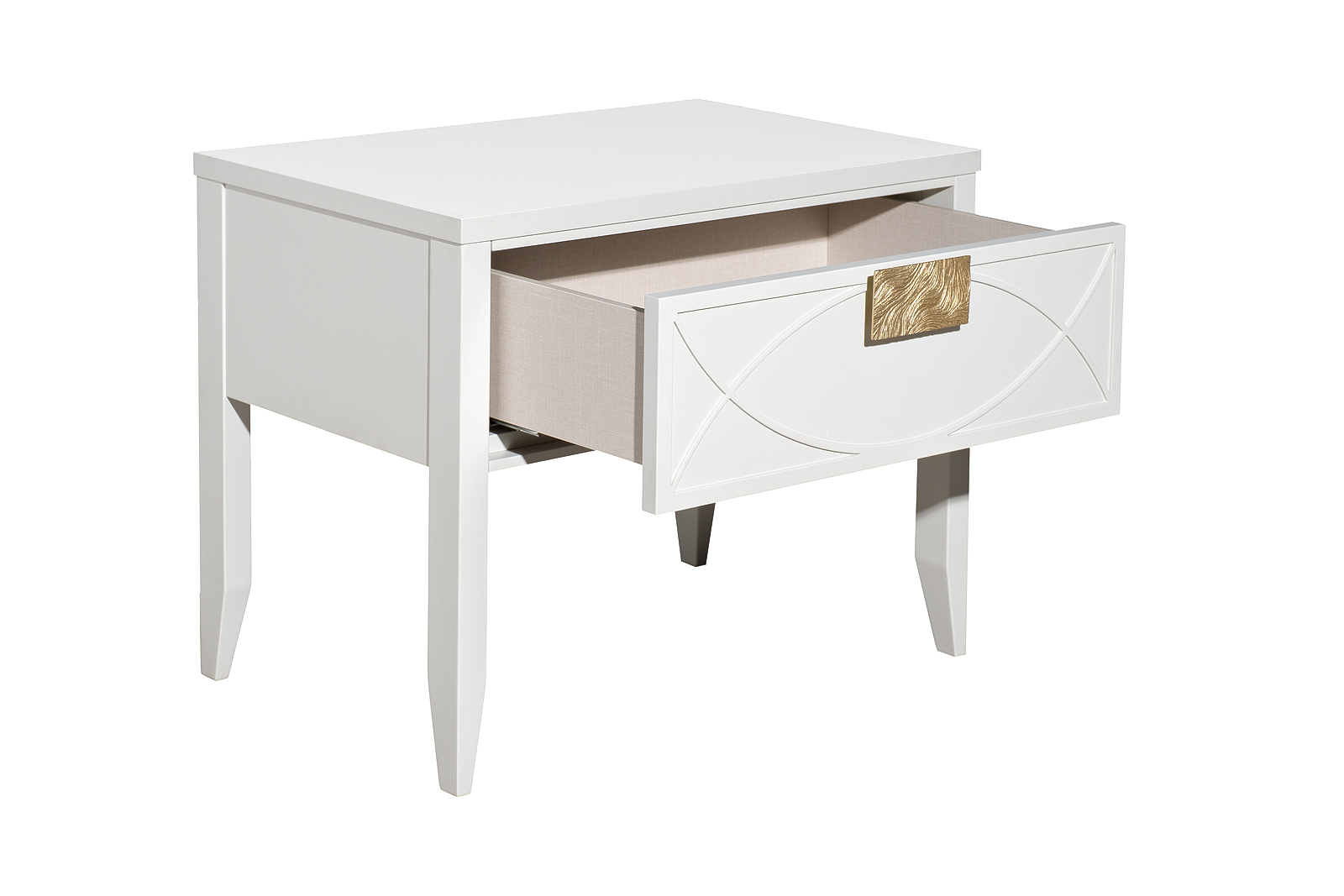 Тумбочка прикроватная с ящиком бежевая 3