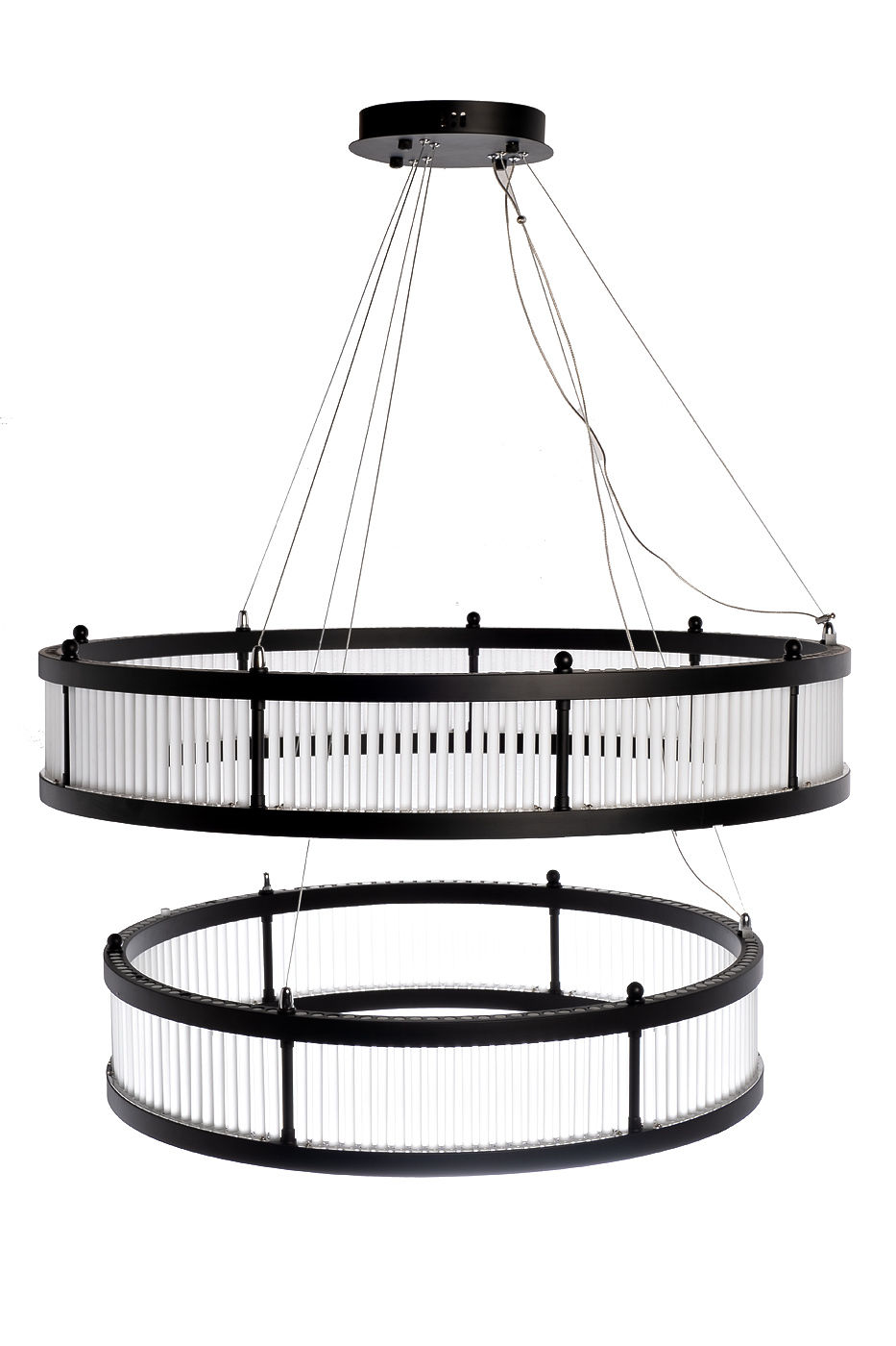 Люстра Анкона двойная (Ancona Double) круглая стекло прозрачное/черный металл 1