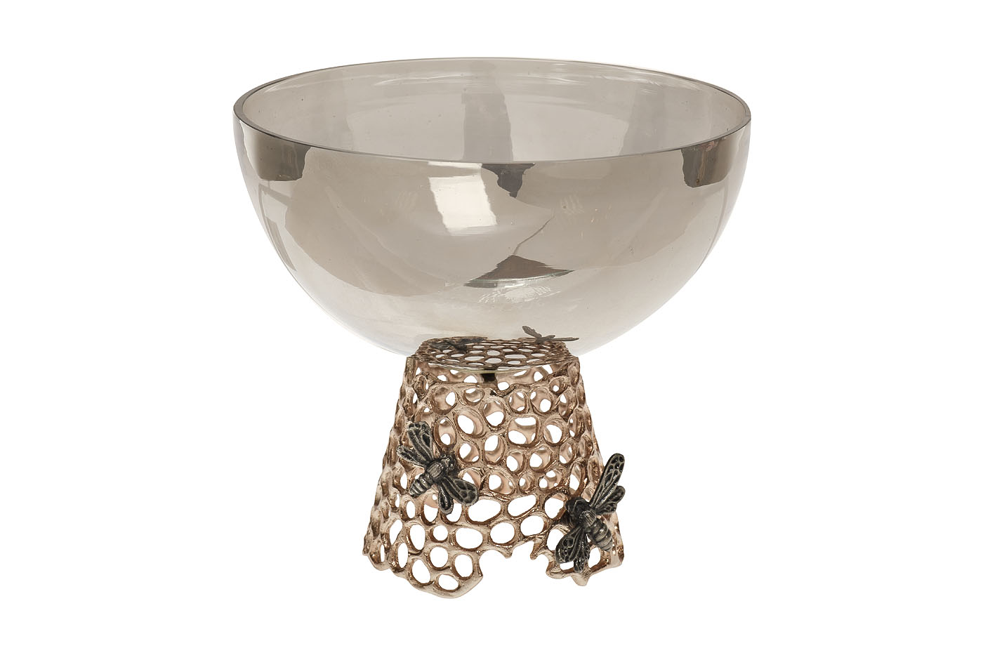 Блюдо декоративное «Соты» черное стекло/золото 1