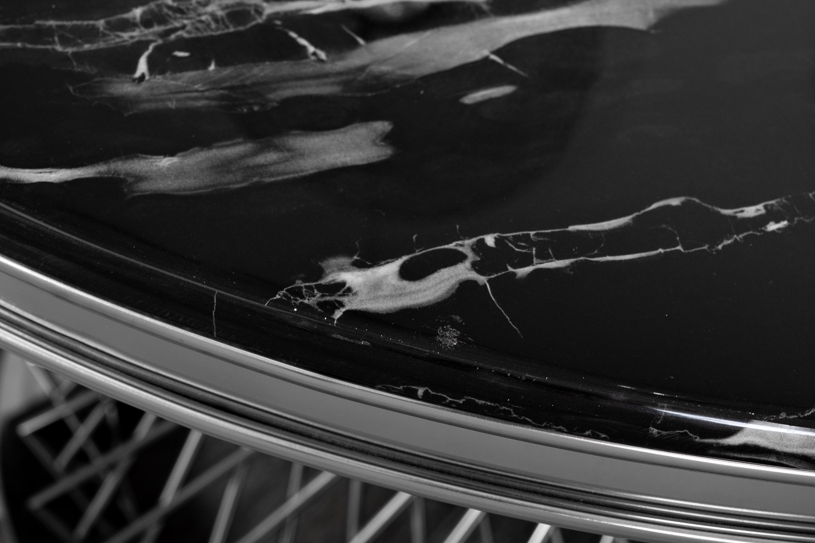 Стол обеденный Черный Аликанто (Nero Alicanto) искусственный мрамор/хром 2