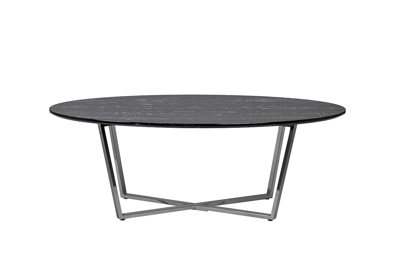 Стол журнальный овальный черный/хром 1